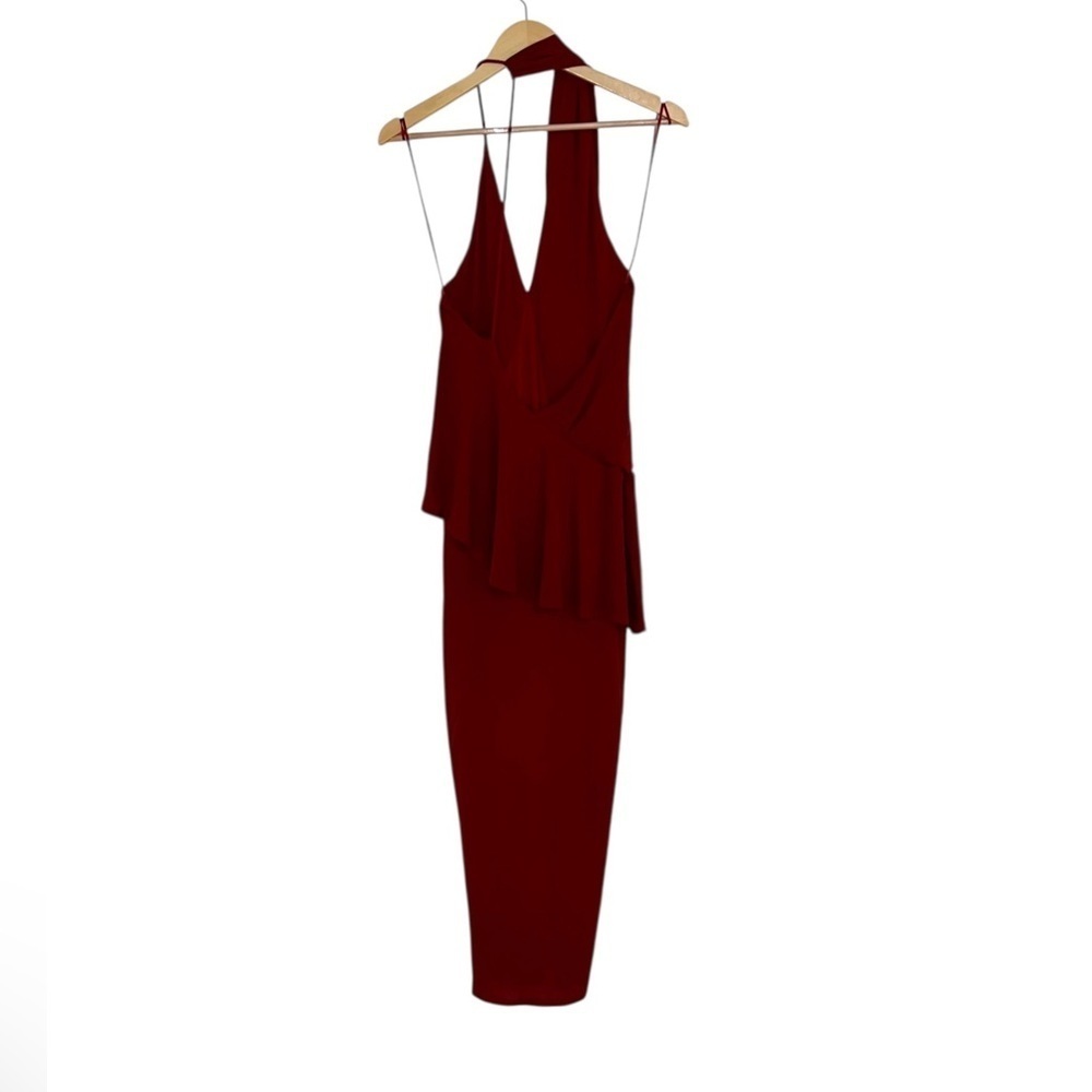 NEW REISS Xena Strappy Open Back Cocktail Midi Dress Dark Red - Picture 6 of 6